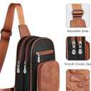 FADEON Sling Bags for Women Crossbody Bags, Designer PU Leather Sling Purse Multi-Pocket Packs with Card Slot Black Brown