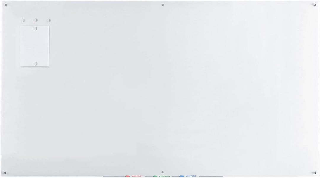 Audio-Visual Direct Magnetic White Glass Dry-Erase Board Set - 8' x 4' - Includes Magnets, Hardware & Marker Tray