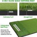 RELILAC 5x4ft Golf Mat with Ball Tray, 31mm Thickened Golf Hitting Mats for Backyard, Driving Range, Indoor & Outdoor Practice, Turf Matt with 3 Tees for Chipping Swing Driving Training
