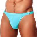 MIZOK Men's Sexy Solid Swim Bikini Swimsuit Quick Dry Metal Buckle Ring Swimwear (XX-Large)