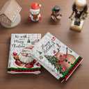 XCHI Santa Christmas Trees Deer Christmas Tree Kitchen Towels Winter Dish Towels 18x26 Inch Xmas Home Kitchen Decorations Hand Towels Set of 2 Drying Dishcloth