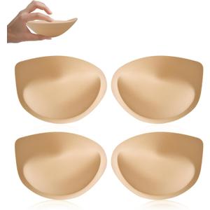 Super Thick Bra Pads Inserts for Push Up, 2 Pairs Breast Enhancers Sport Padding Add 1-2 Cups for Women Swimsuits