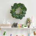 Eucalyptus Wreath for Front Door, Artificial Greenery Wreath with Realistic Leaves for Spring Easter Home Decor, Farmhouse Nordic Round Wreaths with Jute Hanger for Wall, Outdoor (11Lx11Wx2.56H)