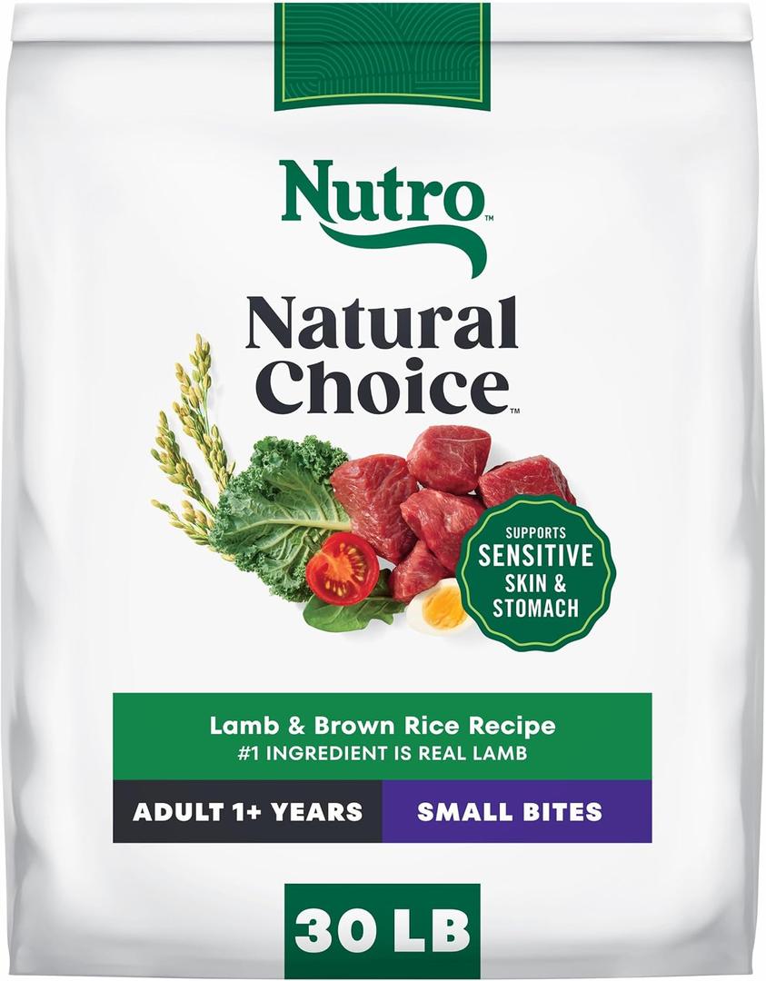 Nutro Natural Choice Small Bites Dry Dog Food, Adult Dog Food Dry Lamb & Brown Rice Recipe, 30 lbs.