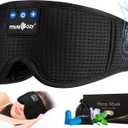 MUSICOZY Sleep Headphones Masks, Headphones Masks for Sleeping Wireless Music Mask, Bluetooth Sleep Eye Mask for Sleeping for Side Sleepers Men Women with Speakers Cool Tech Gadgets Gifts, Black