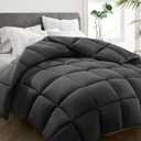 HYLEORY Queen Comforter, All Season Down Alternative Duvet Insert, Cooling Quilted Bed Comforter with Corner Tabs,Machine Washable, Dark Grey, 88x88 Inch