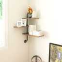 3 Tier Industrial Pipe Shelving Rustic Wood Floating Shelf, Adjustable Corner Wall Mounted Storage Shelves for Farmhouse Kitchen Office Bathroom and Home Decor Shelf
