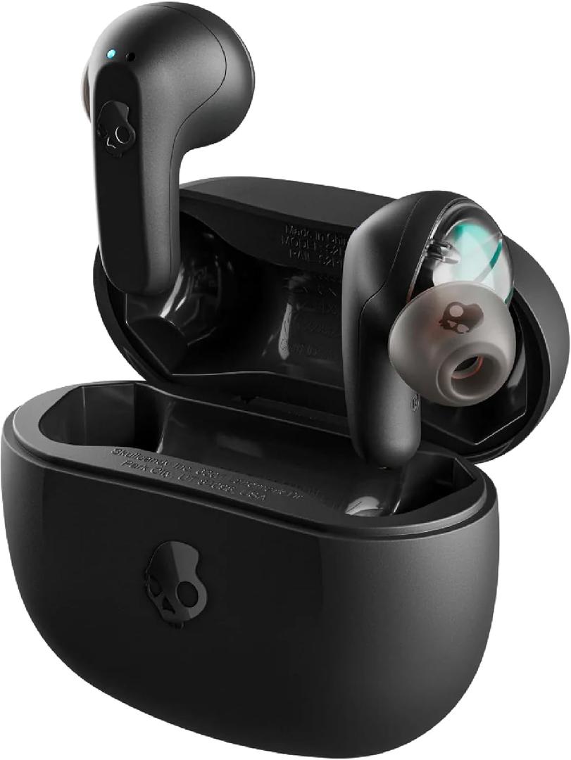 Skullcandy Rail Wireless Earbuds, Bluetooth Headphones, Noise Isolating Fit, Up to 42 Hours Battery, IP55 Sweat and Water Resistant, Microphone for iPhone Android - True Black