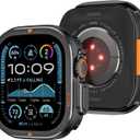 Rugged Metal Case Compatible with Apple Watch Ultra 3/2/1 49mm Case, 2 in 1 Protective Bumper Cover with Back Shell for iWatch Ultra 49mm, Black