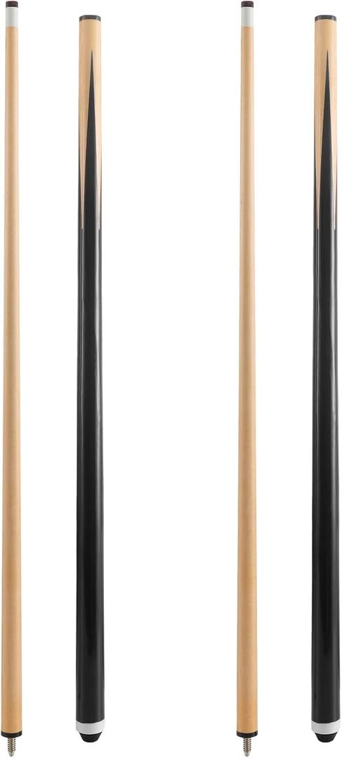 HMQQ Pool Cue Sticks 42"/48"/58" Billiard Cues with 13mm Leather Tip 17oz/18oz Standard or 20oz Heavy Set of 2 or 4 Durable 2-Piece Pool Sticks for Beginners, Adults, Home & Bar