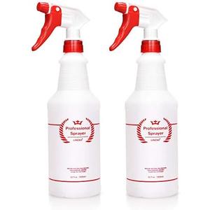 Plastic Spray Bottle 2 Pack, 32 Oz, All-Purpose Heavy Duty Spraying Bottles Leak Proof Mist Empty Water Sprayer for Cleaning Solution, Essential Oils, Hair, Planting, Pet with Adjustable Nozzle - Red