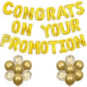 Promotion Party Decor Gold Congrats on Your Promotion Balloon Banner Look at You Getting Promoted Funny Congratulations Balloons School Job Promoted Party Supplies for Men Women