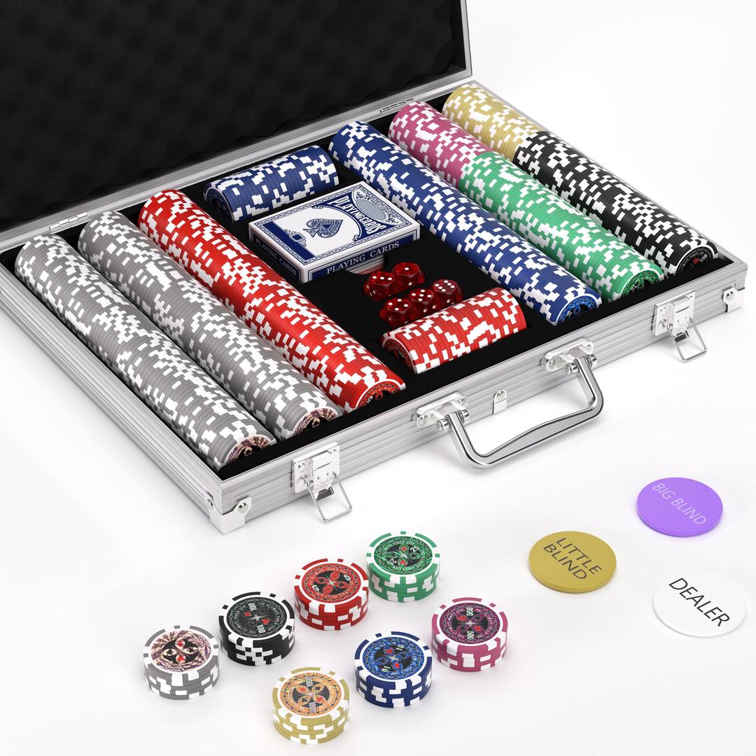Texas Holdem Poker Chips Set,500 Pcs Poker Set,Denomination Poker Chip Set With Numbered,Professional Composite Clay Casino Chips,Aluminum Case 11.5 Gram Gaming Chips for Texas Hold’em,Blackjack Game