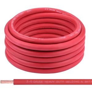 2/0 Gauge Battery Cable, 30FT Red 2/0 AWG Pure Copper Wire Welding Cable, for Automotive, Battery, Solar and Generator, Standard USA OFC Wire