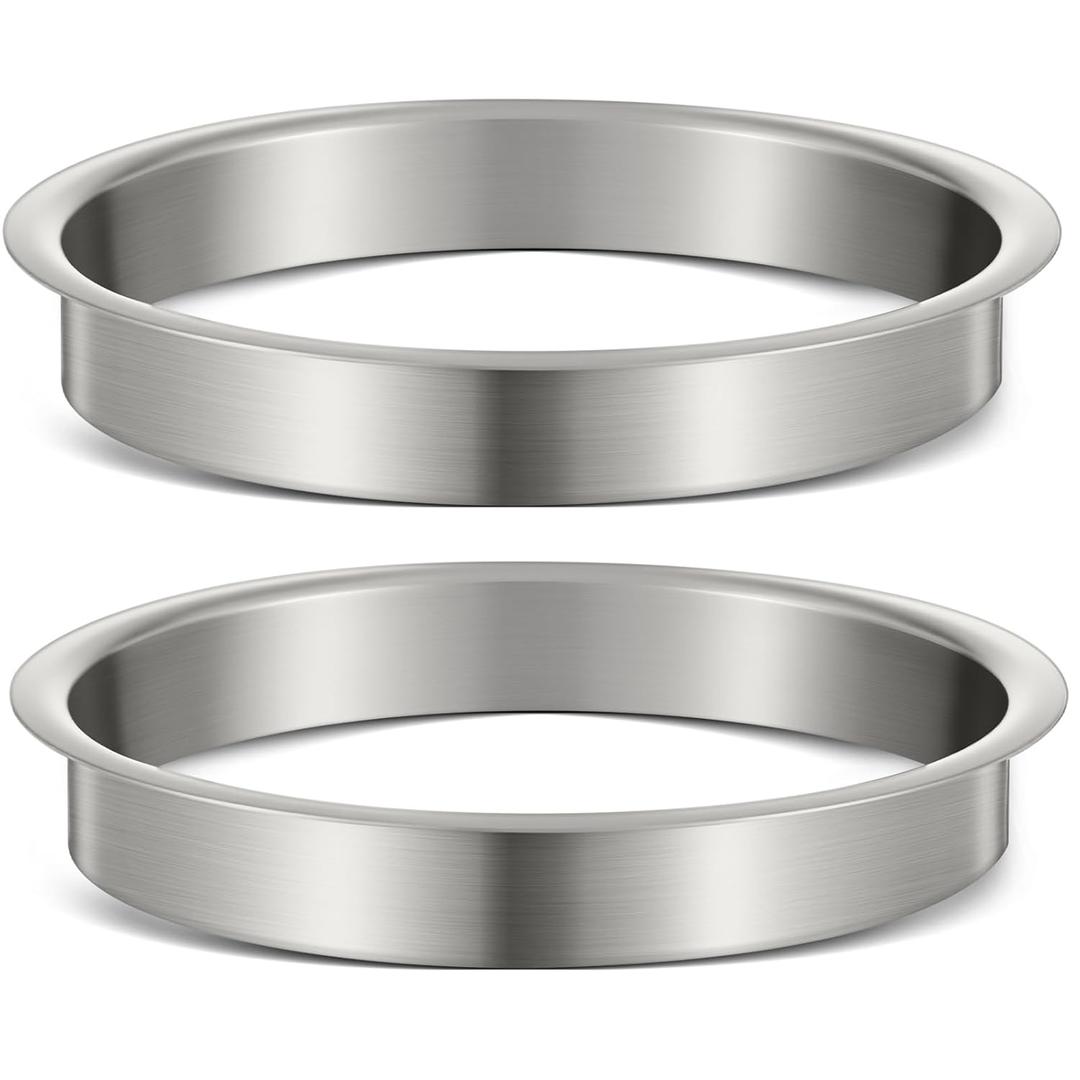 Honeydak 2 Pieces 8" (Nominal) Diameter x 1" Height 304 Polished Stainless Steel 8" x 1" Grommets for Countertop Inserted Kitchen Cabinet Counter Bin, Ease to Install