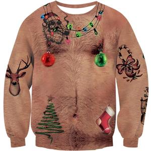 uideazone Mens Ugly Christmas Sweatshirts Funny 3D Graphic Long Sleeve Pullover Shirts (3X-Large)