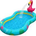 Kiddie Pool for Kids, Inflatable Pool, Inflatable Sprinkler for Kids with Splash Pad, Summer Water Toys for Toddler Outside, Summer Toys, Flamingo