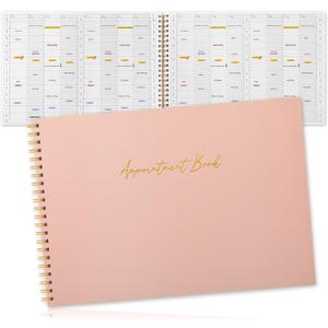Maitys 2026-2027 Large 8 Column Salon Appointment Book for Hairstylist Spa Business, Hourly Planner 15 Minute Interval, 200 Pages Undated 6 Am 9 Pm Spiral Bound Checklist Planner(Pink, Minimalist)