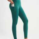 RUNNING GIRL Leggings with Pockets for Women Tummy Control 25" High Waisted Yoga Pants Buttery Soft Gym Workout Yoga Leggings (Green, XL)
