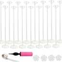 Balloon Stand Kit, 15 pack Balloon Stick Holder with Base for Table Top Centerpiece Party Decoration, Reusable Balloon Column Stand Suit for Happy Birthday/Graduation/Wedding Parties