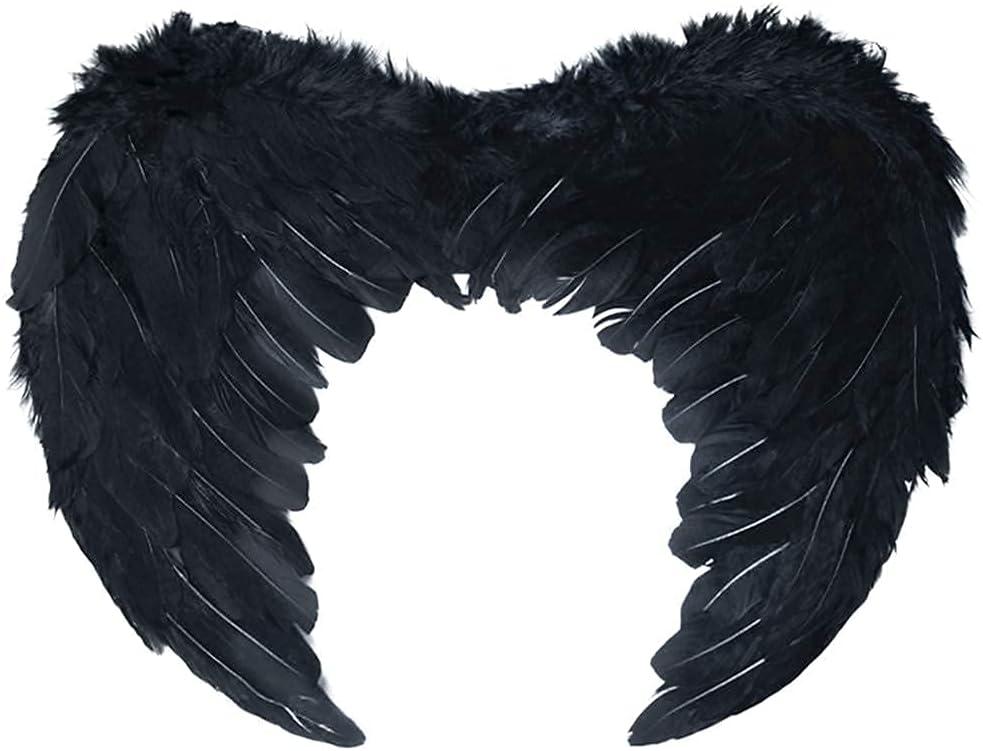 Sunboom Angel Wings Adult Women - Angel Costume Feather Wings for Kids Girls (Small 17.71"*13.78", Black)