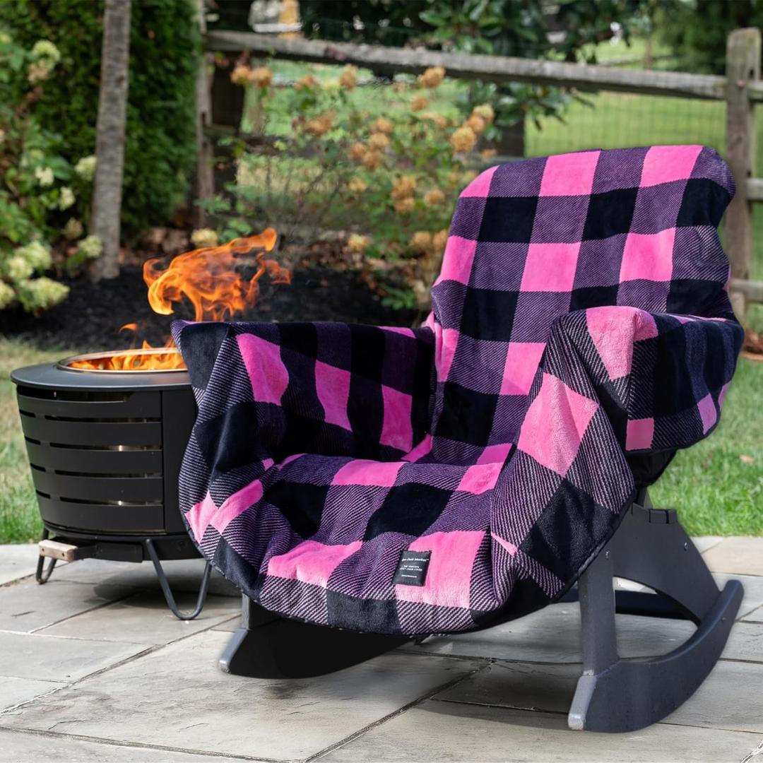 CITYBONFIRES The Chair Blanket Reversible Waterproof with Polar Fleece Lining  Portable Outdoor Cover for Camping, Sports & Patio  Folds into Carry Pouch with Strap - Pink Plaid
