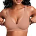 Vertvie Jelly Wireless Bras for Women Push Up Plunge Seamless T-Shirt Bras No Underwire Supportive Full Coverage Bralettes (Large Plus)