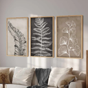 Neutral Botanical Wall Art Gallery Wall Set, 3 Piece Wall Decor Minimalist Wall Art, Ferns Print Set of 3, Printable Wall Art Digital Art