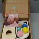 Tiny Land Montessori Toy Set for Babies 7-9 Months Senser Play Kit - 5-in-1 Wooden Learning Toys with Object Permanence Box, Sensory Ball, Stacking Cups and Mirror Puzzle,Body Board Book