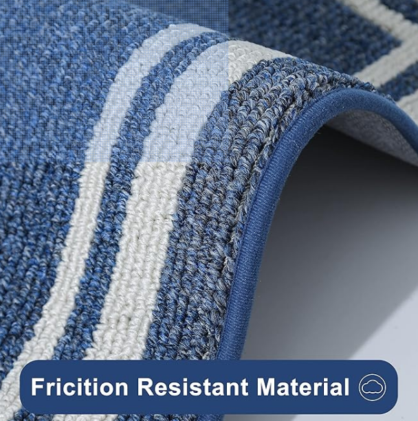COSY HOMEER Kitchen Rugs Non-Slip 24x35/24x60 Inch Thick Polypropylene Standing Mat for Home Machine Washable, Blue