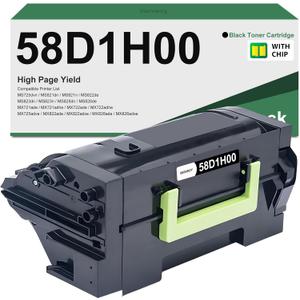 58D1H00 Black High Yield Toner Cartridge (with CHIP) Replacement for Lexmark 58D1H00 Toner for MS823dn MS821 Toner MS725 MS825 MS826 MX721 MX722 MX822 MX824 Printer Ink Cartridge (1-Pack, Black)