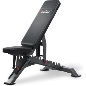 Teclor Commercial Adjustable Weight Bench with 1400LB Capacity for Home Gym, Flat/Incline/Decline Bench - Bench Press 2.2" Thick Pad,Black
