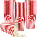 100 Pcs Popcorn Boxes for Party 5.5 Inches Tall Red & White Striped Popcorn Bags Mini Popcorn Buckets & Popcorn Bowl for Movie Theater, Home, Carnival Decorations (100)