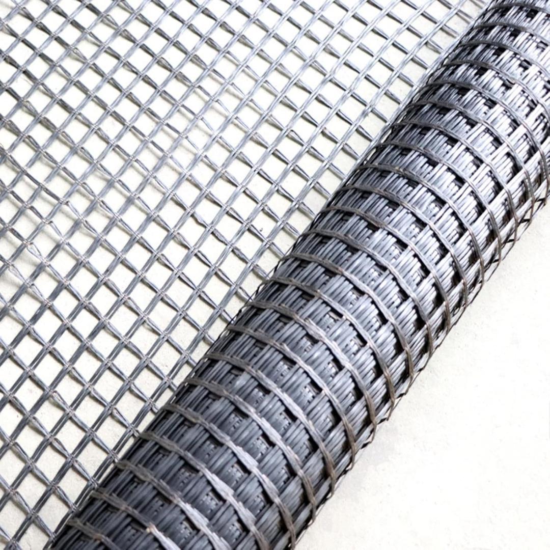 Universal Retaining Wall Geogrid Roll 4' x 98' for walls up to 6 feet in height Fiberglass Geo Grid Tensile Force Value 50KN Soil Reinforcement Slope Reinforcement Pavement Repair and Crack Prevention