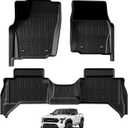 TripleAliners for Tacoma 2024 2025 Double Cab Floor Mats (Fit Auto Trans ONLY) All Weather Floor Liners Compatible with 2024+ Toyota Tacoma Accessories Front & Rear Mats, 3PCS(Not for Hybrid/Manual) (Auto Trans | 1st & 2nd Row Set)
