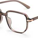 Dollger Square Blue light Glasses for Women Men Oversized Bluelight Blocking Computer Screen Stylish Eyeglasses TR90 Frame (C1:brown)