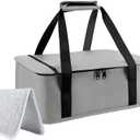 Insulated Casserole Carrier Bag for Hot or Cold Food, Portable Snack/Meal Prep Carrier Keep Container Thermal and Cooling, Carrying 11x15 Baking Pan, Travel Picnic Cake Dessert Warmer /Cooler Boxes (Gray  Classic Nonwoven)