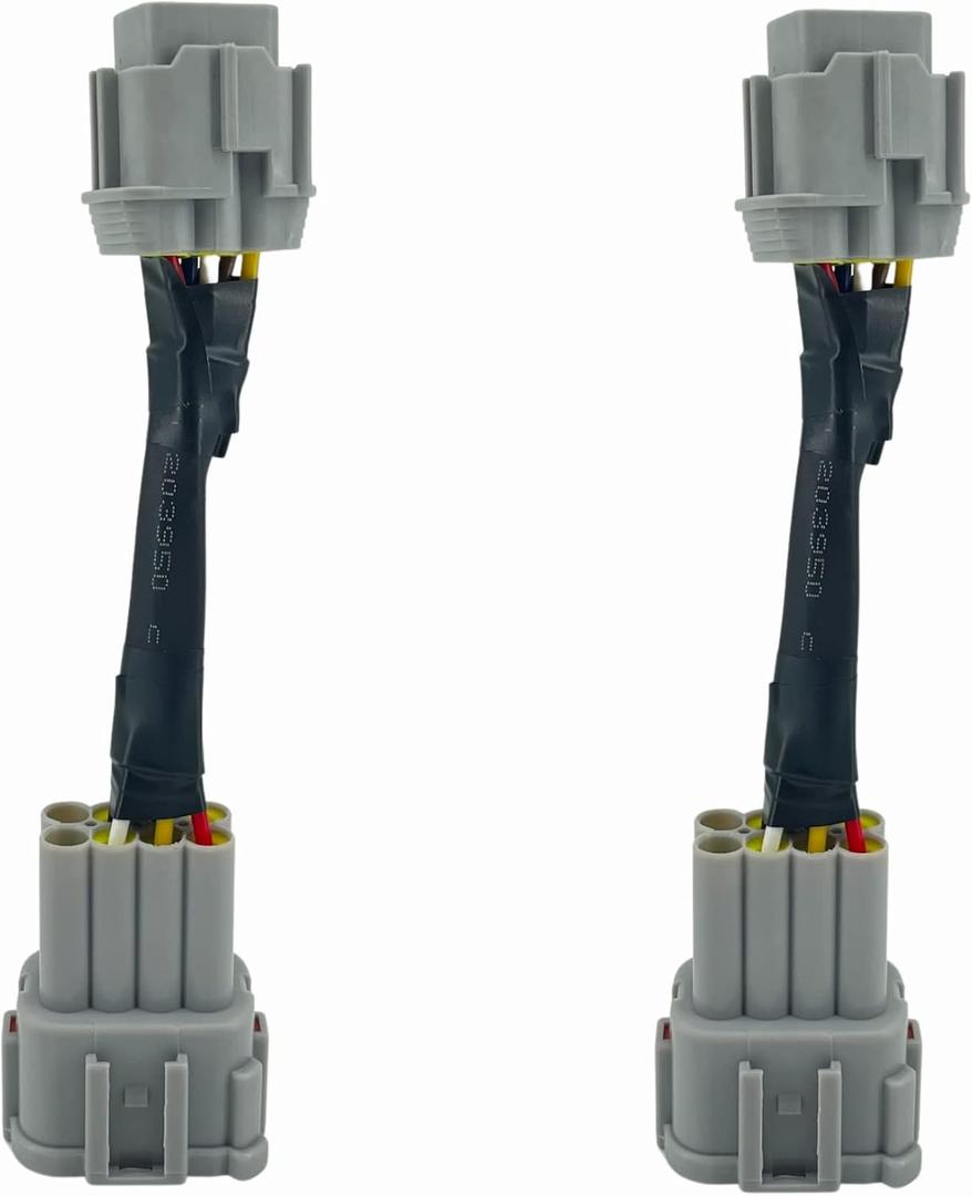 2pcs Headlight Conversion Adapters Compatible with 2003+ Nissan 350z HID Wiring 8 to Halogen 6
