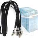 Name Badge Bird Fiy® 50 Pack Lanyards with Bulldog Clip and 50 Pack Waterproof Clear Plastic Vertical Name Tag Badge ID Card Holders(Black)