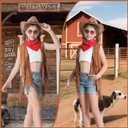 Cowgirl Outfits for Girls Kids 6 Pcs Western Costume Accessories Cowboy Hat Fringe Vest Earring for Halloween Party (L)