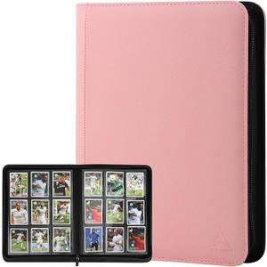 Fabmaker Trading Card Binder - 9 Pocket PU Cover Collection Book for 360 Cards, Premium Sturdy Holder Folders, Album for YuGiOh, MTG, TCG, Game & Sports Cards, Pink