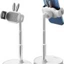 OATSBASF Cute Chat Stand, Angle Height Adjustable Cell Phone Stand for Desk, Kawaii Phone Holder Stand for Recording, Compatible with iPhone, All Phones (White)