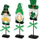 Yulejo 3 Pcs St. Patrick's Day Gnome Table Decorations Lucky Decor St Patricks Day Gnome Wood Signs Decoration Tiered Tray Centerpiece for Farmhouse Home Kitchen Shelf Decor