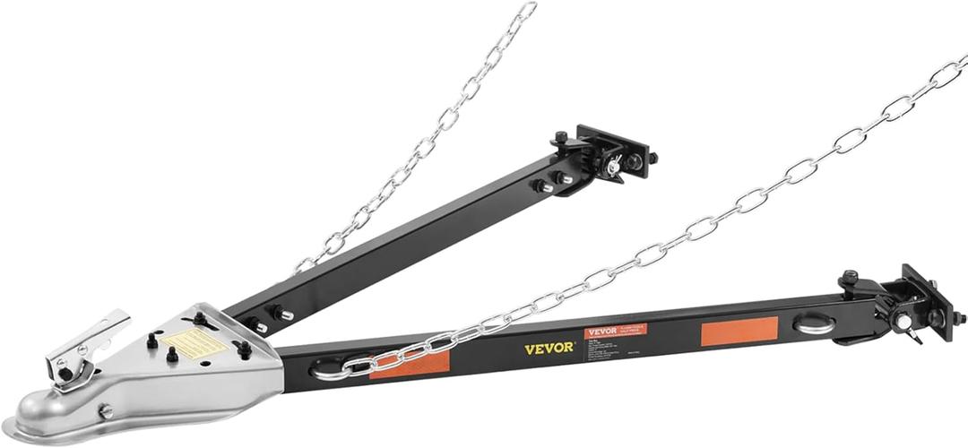 VEVOR Tow Bar, 5500 lbs Towing Capacity with Chains, Powder-Coating Alloy Steel Bumper-Mounted Universal Towing Bar, Coupler Fits 2-Inch Ball Hitch, 39.4-Inch Opening Width, for RV Car Trailer Truck