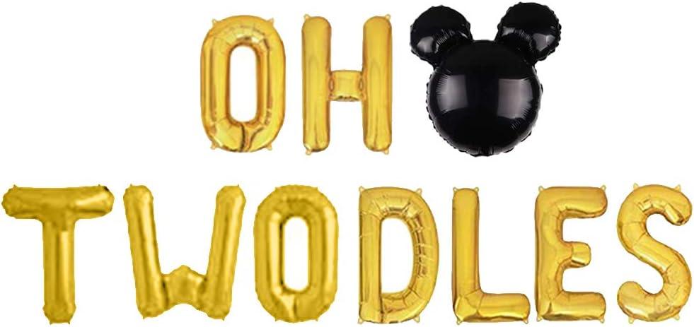 Oh Twodles 2nd Birthday Party Decorations for Themed of Mouse for Girl Boy Oh Twodles Birthday Party Supplies Decorations Set Of 12PCS Kit (Gold)