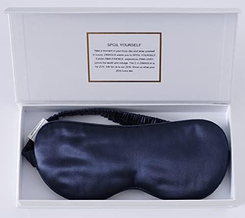 ZIMASILK Adjustable 100% 22 Momme Mulberry Silk Sleep Mask for Sleeping, Filled with Premium Mulberry Silk, Softest & Breathable Eye Sleeping Mask (Navy Blue)