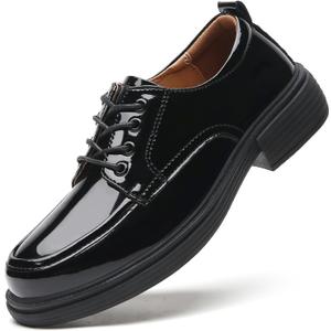 Oxford Shoes for Women Womens Oxford Shoes Lace-Up Round Toe Leather Flat Non-Slip Fashion Classic Business Casual Comfortable Dressy Office Work Ladies Shoes (7, 9035black)