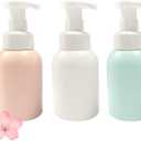 Plastic Foaming Hand Soap Dispenser,Toddler Bar Soap Cute Kids Dispenser for Bathroom Refillable Pump Bottles for Kitchen Liquid Shampoo Body Wash 10oz 300ml (3, White+Pink+Blue)