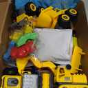 Play Construction Sand Kit,2.2lbs Magic Sand W/4 Large Take Apart Construction Trucks,1 Sandbox,8 Worker Figures and Road Signs,8 Molds,Toys for 2-8 Years Old Boys Girls