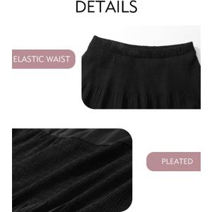 SEAFORM Women's Chiffon Skirts Flowy Elastic High Waist Maxi Skirts Elegant A-Line Beach Midi Skirts for Women with Lining (Black)